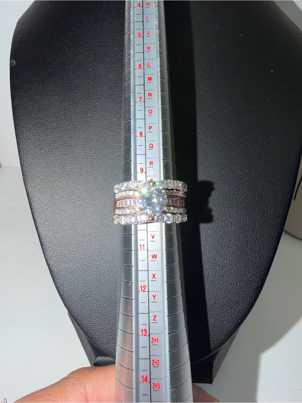 SETA Signed 925 Sterling Silver Rose Gold Plated 3-Piece Bridal Ring Set size 10